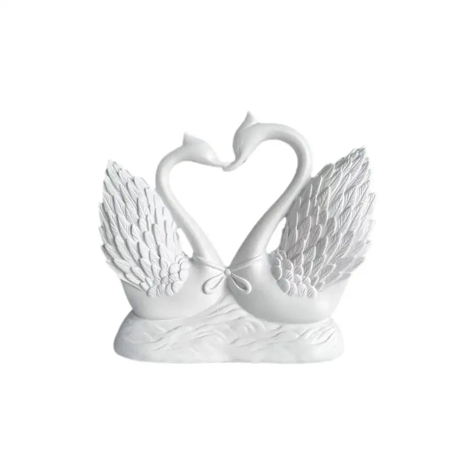 1 Piece of Simple and Modern Heart-To-Heart Couple Swan Statue Ornament, Romantic Love Home Decoration, Romantic Art Sculpture for Living Room Tabletop