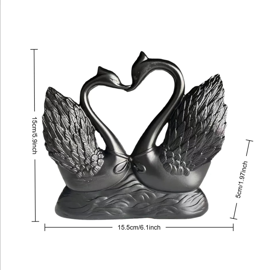 1 Piece of Simple and Modern Heart-To-Heart Couple Swan Statue Ornament, Romantic Love Home Decoration, Romantic Art Sculpture for Living Room Tabletop