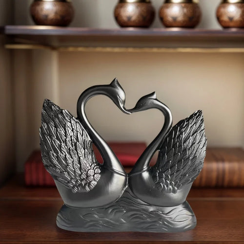 1 Piece of Simple and Modern Heart-To-Heart Couple Swan Statue Ornament, Romantic Love Home Decoration, Romantic Art Sculpture for Living Room Tabletop